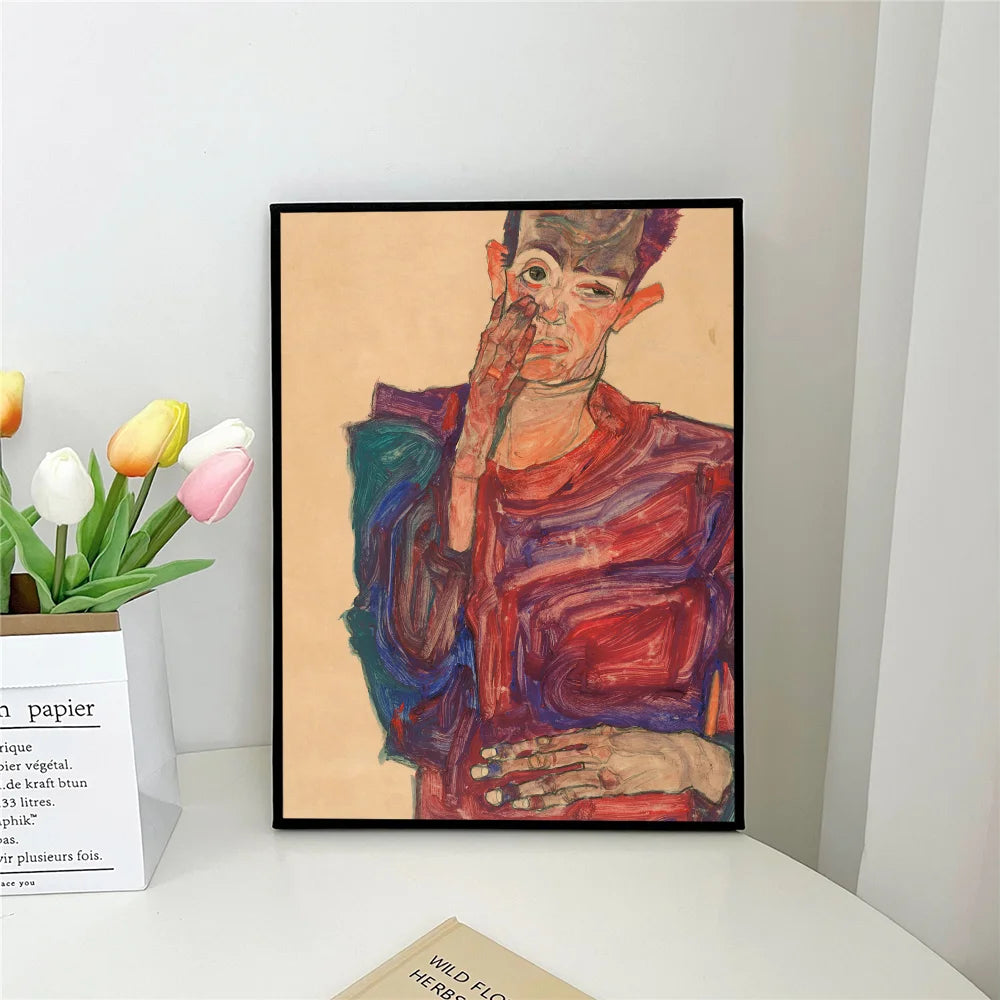 1pc E-Egon S-Schiele Self-adhesive Art Poster Waterproof Paper Sticker Coffee House Bar Room Wall Decor