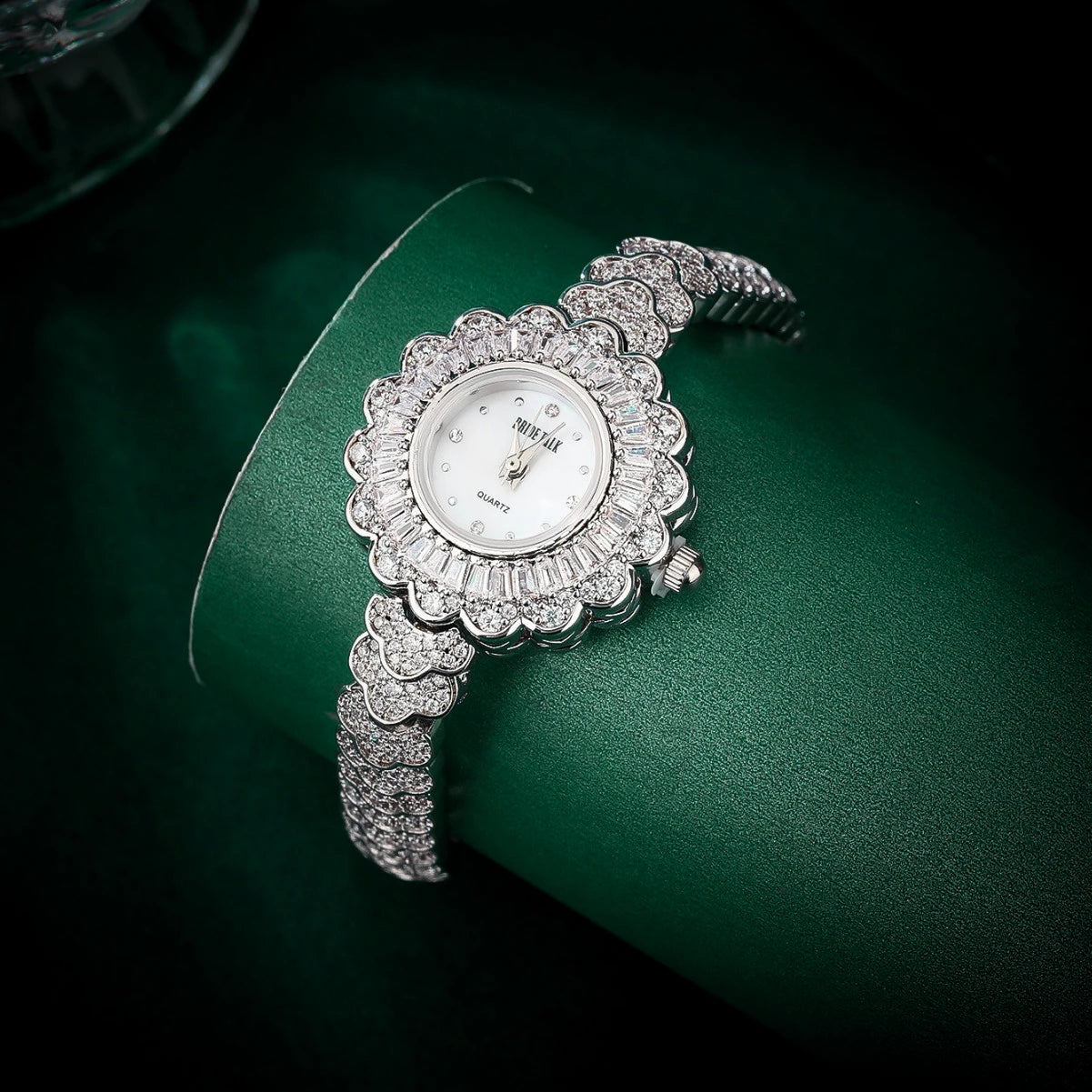 HER JEWELIFE 19cm Length Watch for Women AAA Cubic Zircon Full Crystal Watch for Wedding Party Jewelry Japan Movement Waterproof