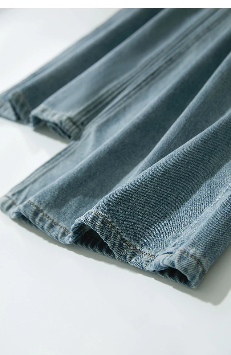 Minimalist Wide-Leg Blue Jeans – Low Waist Loose Fit Women’s Denim Pants