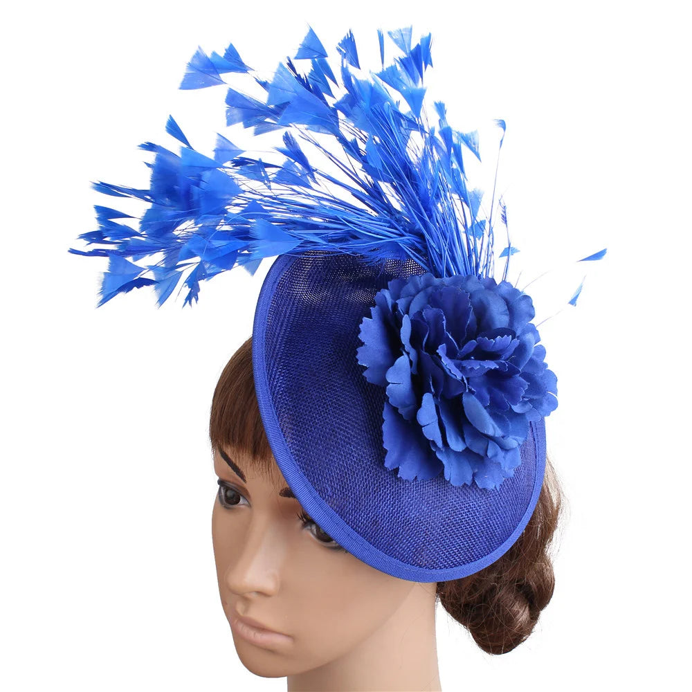 Red Feather Fascinator Chapeau for Women – Elegant Flower Headwear with Clip and Headband for Wedding, Derby & Tea Party