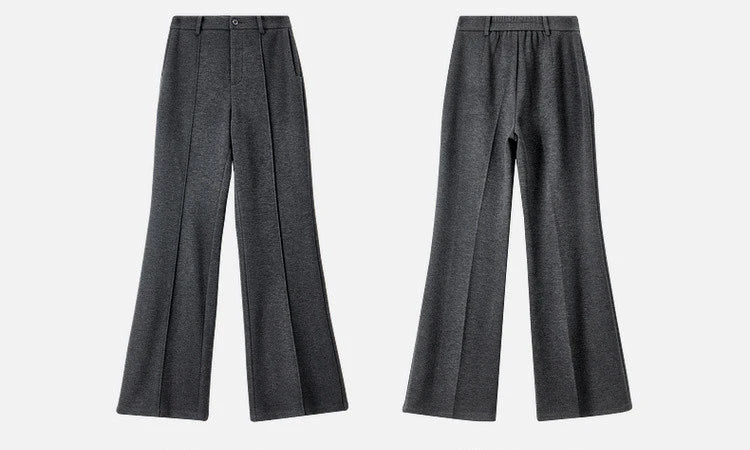 High Waist Wool Blend Flare Pants – Warm Winter Office Trousers for Women