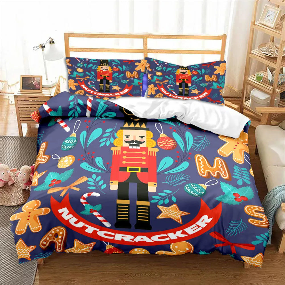 Nutcracker Cartoon Duvet Cover Merry Christmas Navidad Gifts Child Bedroom Decoration Women Men Cartoon Royal Guarder Queen Size
