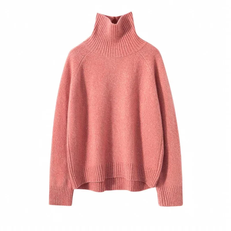 Hot Sale 2023 Autumn Winter 100% Cashmere Sweater Women's Turtleneck Soft Warm Pullover Female Loose Large Size Knitted Jumper