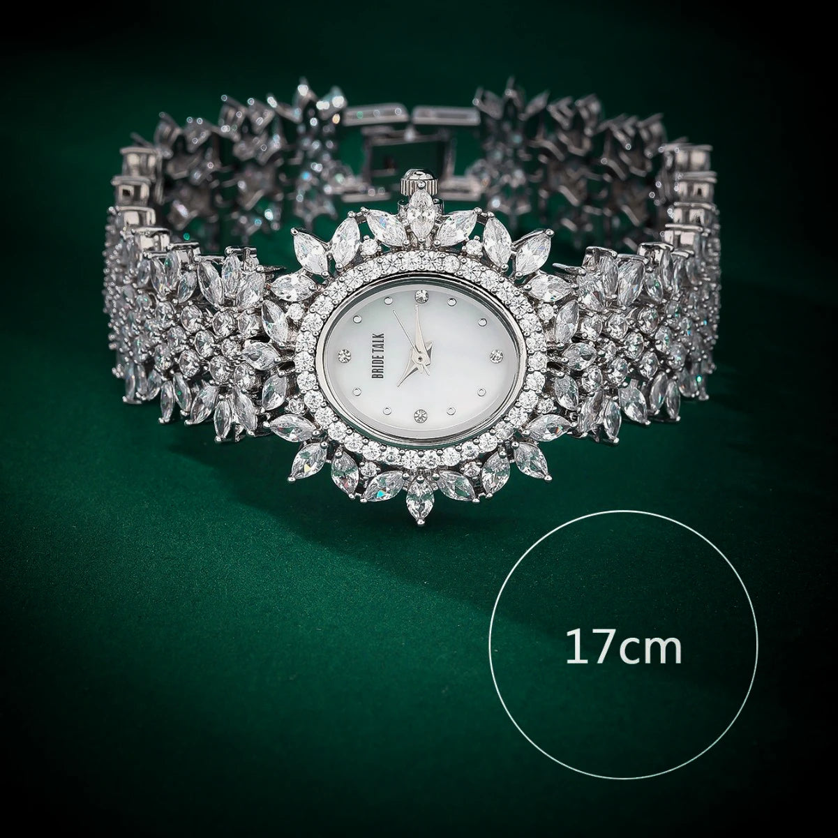 HER JEWELIFE 19cm Length Watch for Women AAA Cubic Zircon Full Crystal Watch for Wedding Party Jewelry | Japan Movement | Waterproof