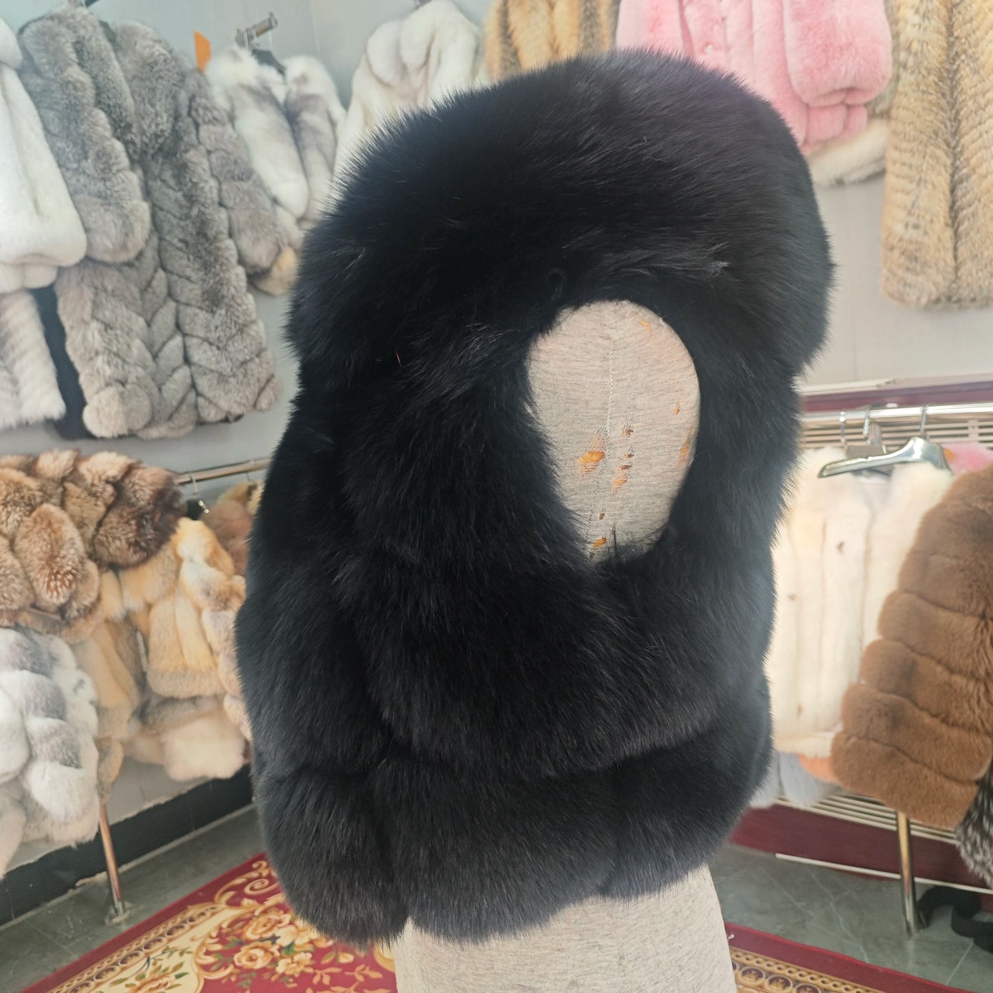 Real Fox Fur Vest Women's Genuine Silver Fox Short Jacket Sleeveless Hooded Fashion Casual Coats