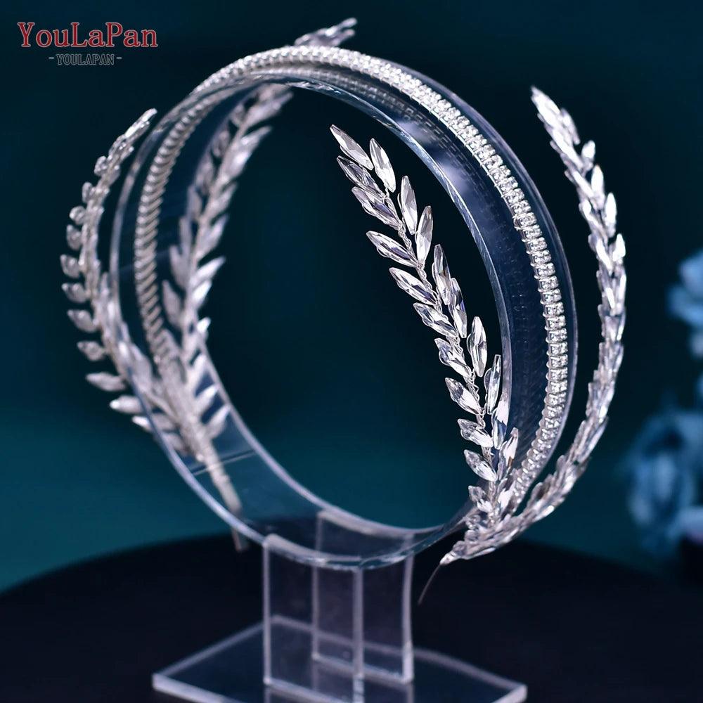 Crystal Wedding Headband | Floral Bridal Headpiece | Bride Tiara Hair Accessories for Wedding & Party