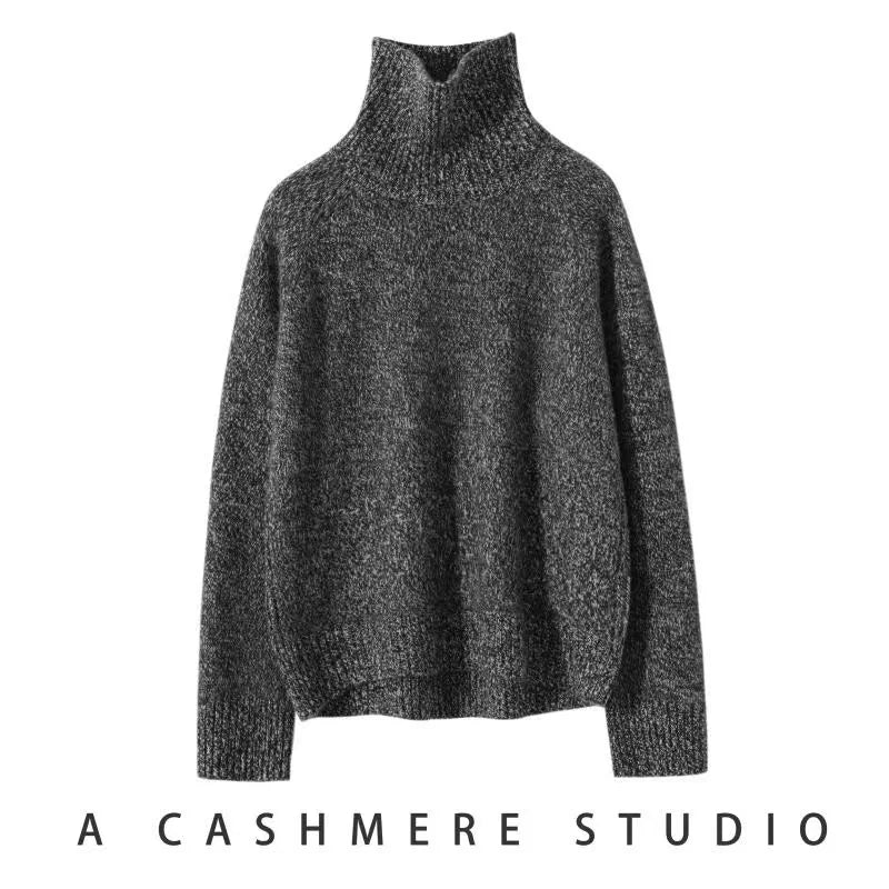 Hot Sale 2023 Autumn Winter 100% Cashmere Sweater Women's Turtleneck Soft Warm Pullover Female Loose Large Size Knitted Jumper