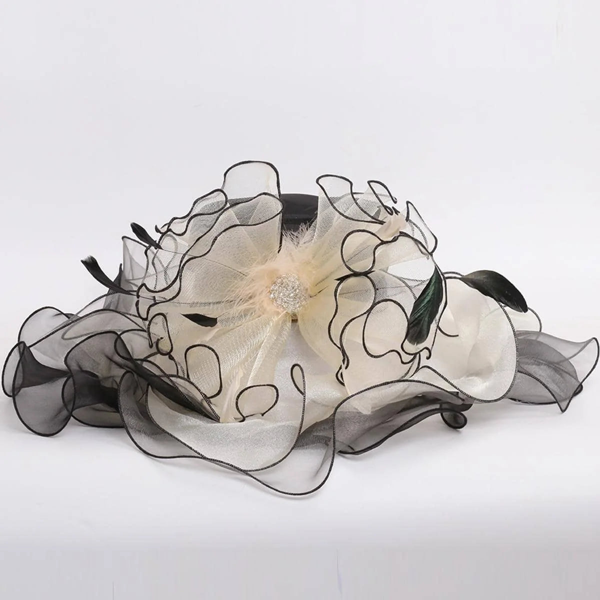 Organza Kentucky Derby Fascinators Hat For Women Ladies Wide Brim Flowers Elegant Wedding Bride Church Party Fedoras Sun Hats