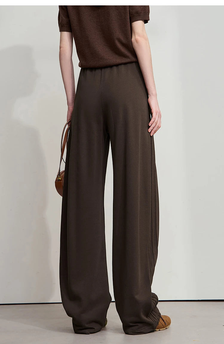 Minimalist Cotton Knit Wide Leg Pants – Loose Casual Trousers for Women