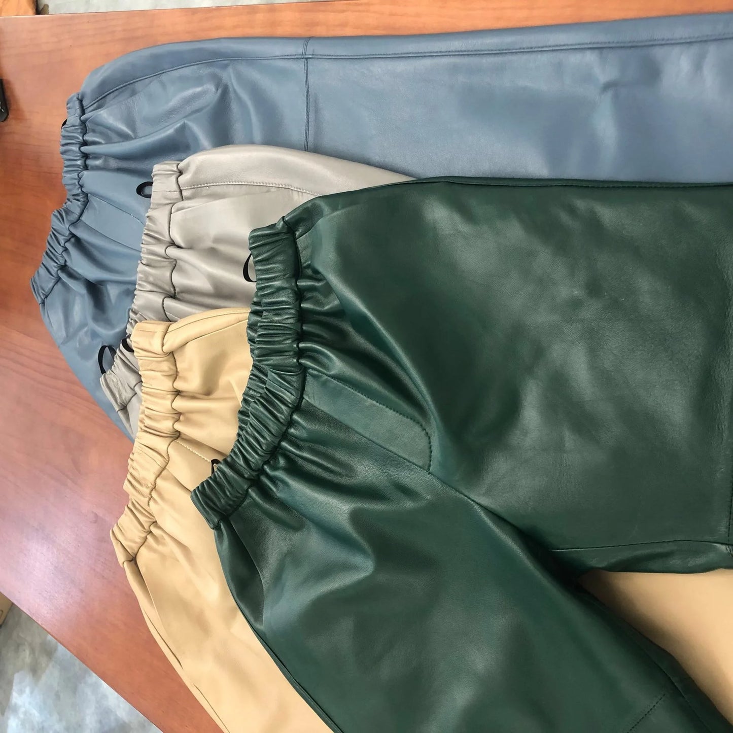 Women’s Genuine Sheepskin Leather Pants – High Waist Straight Fit Ankle-Length Trousers