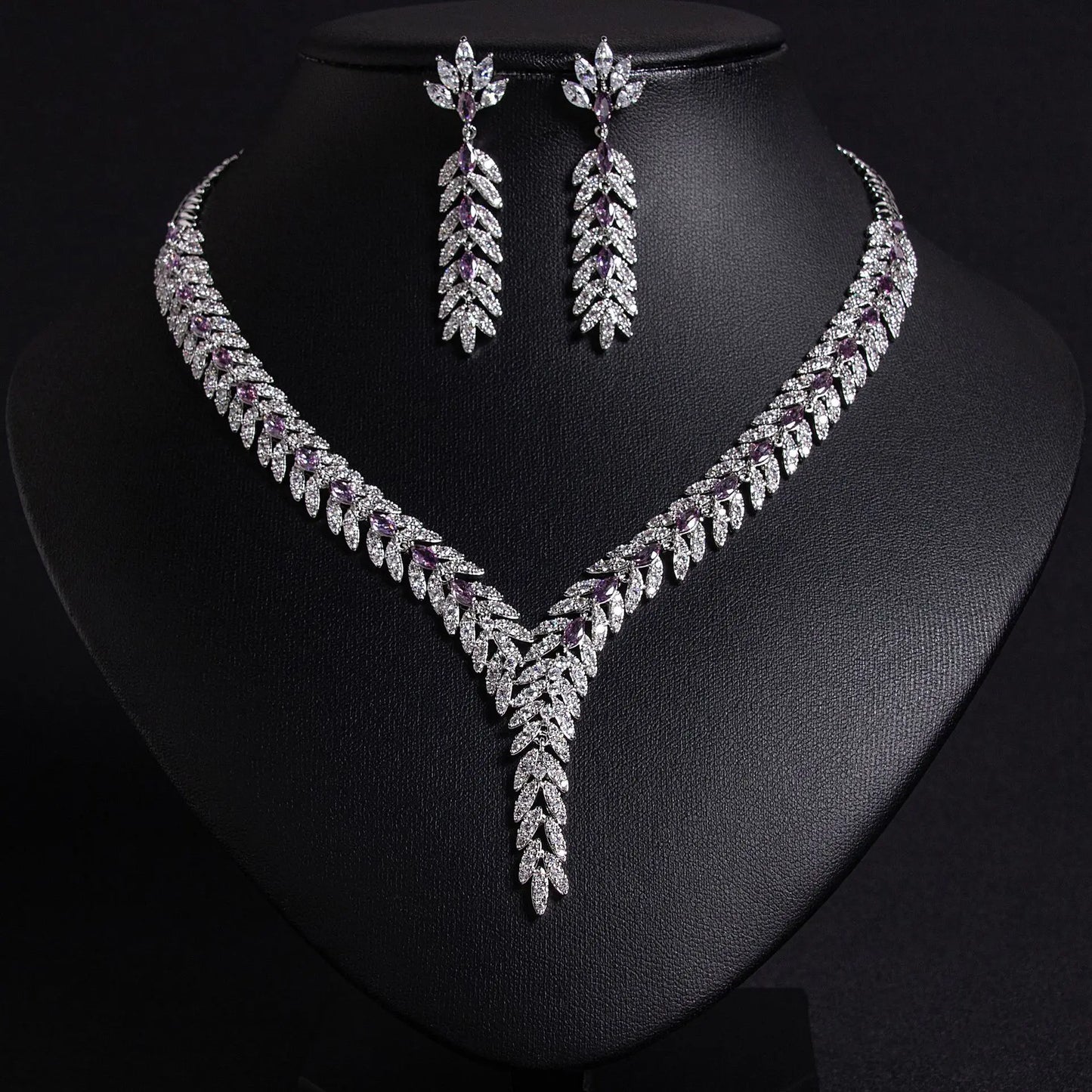 Cubic Zirconia Luxury Women's Jewelry Set – Necklace & Earrings for Wedding, Party, or Holiday Gift