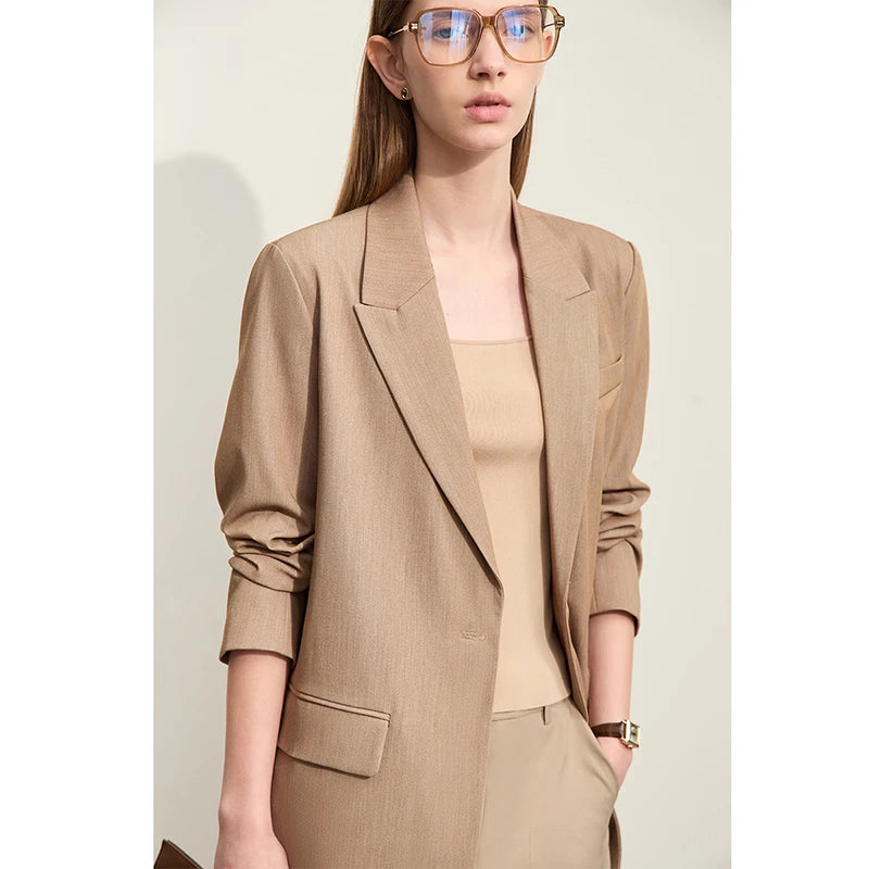 Minimalist Women's Blazer  -  Spring Collection Loose Office Jacket, Elegant Solid Color Coat for Women