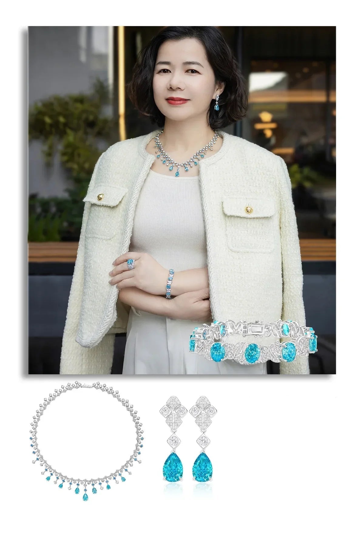 Fashion aquamarine 925 Sterling Silver Water Drop Necklace Cultivate Sapphire Blue Necklace Pendants Plated Gold Necklace
