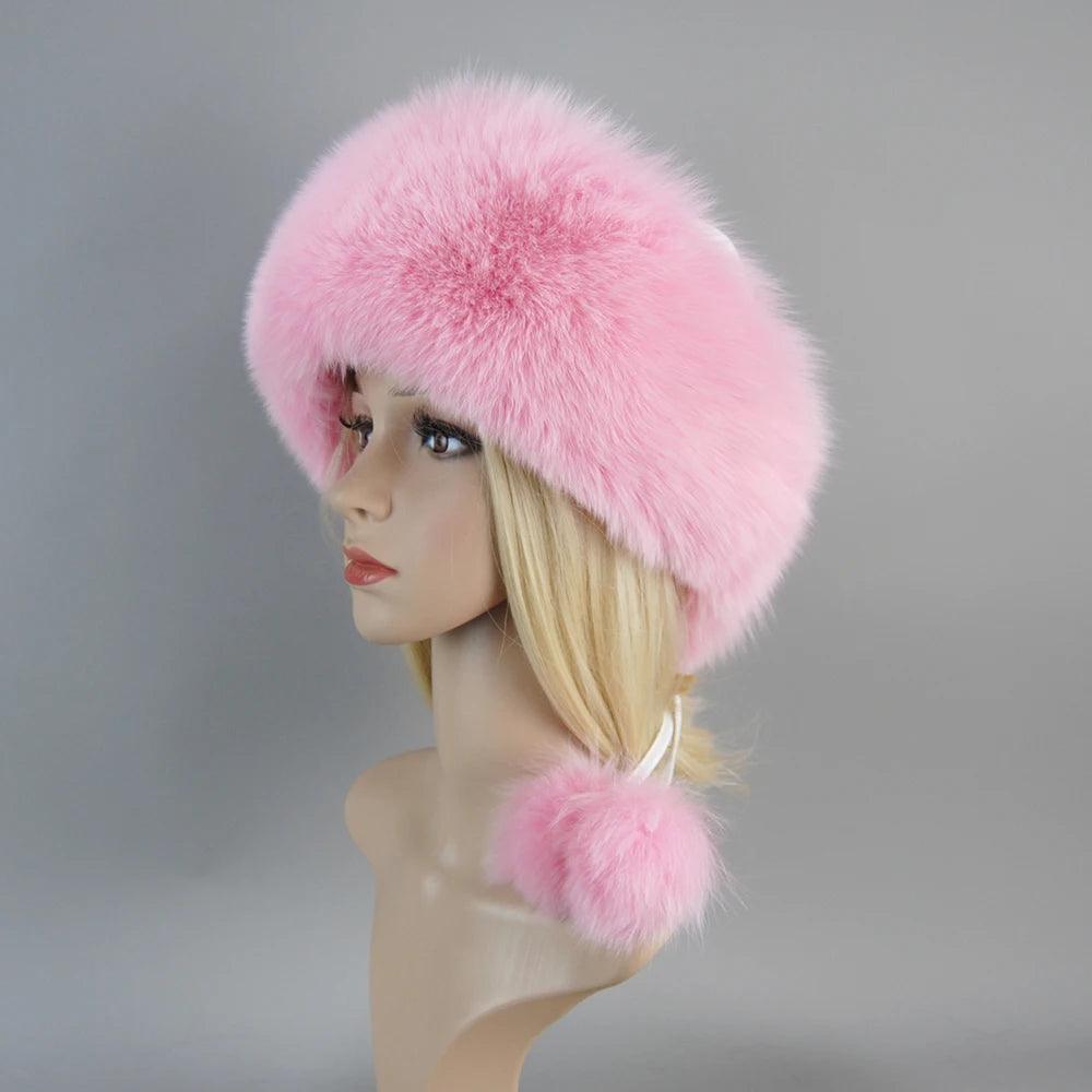 2024 Winter Fashion Women's Fox Fur Hat with Earmuffs - Natural Warmth