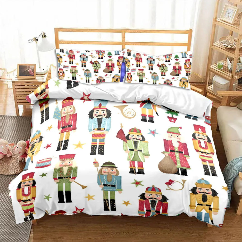 Nutcracker Cartoon Duvet Cover Merry Christmas Navidad Gifts Child Bedroom Decoration Women Men Cartoon Royal Guarder Queen Size
