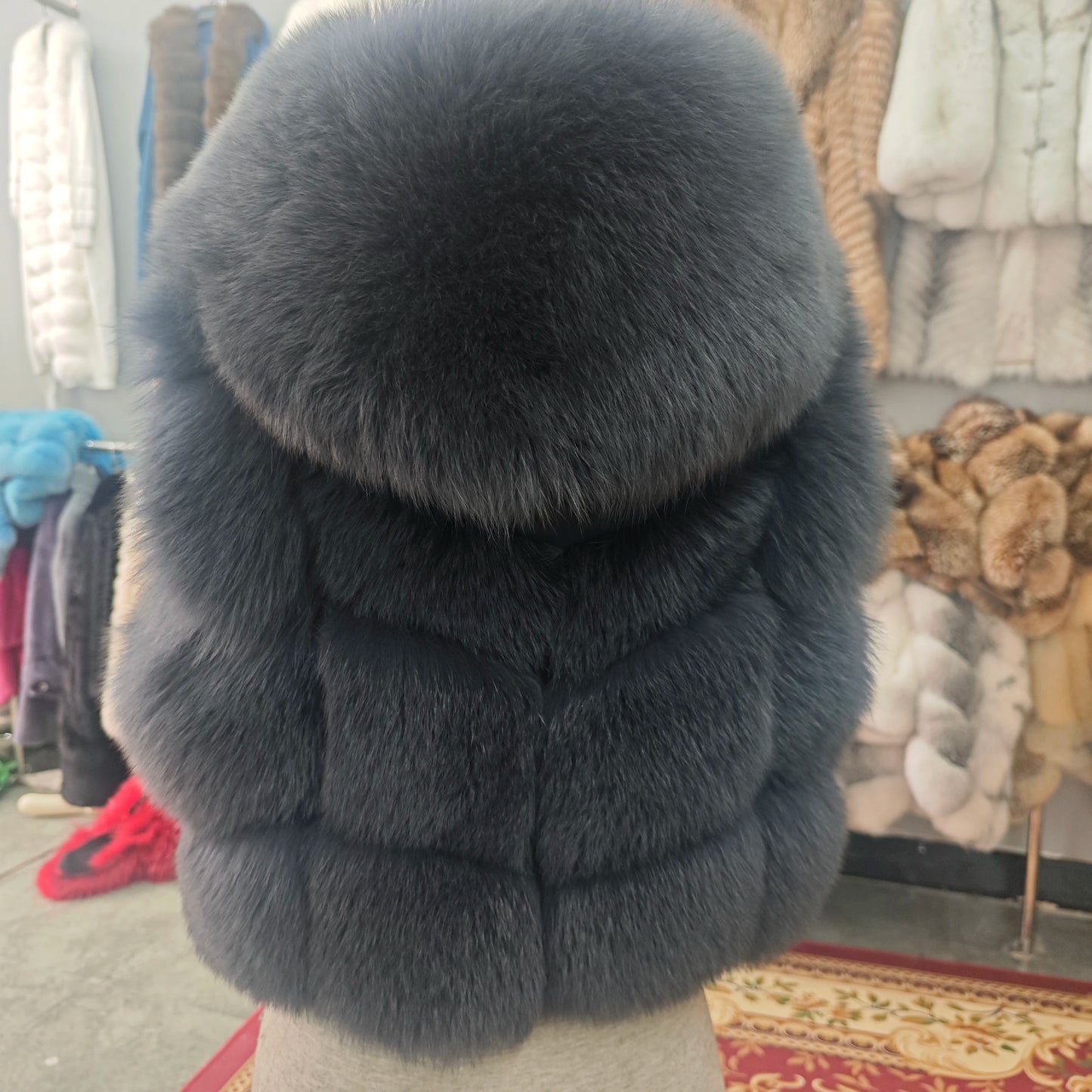 Real Fox Fur Vest Women's Genuine Silver Fox Short Jacket Sleeveless Hooded Fashion Casual Coats