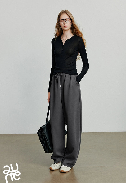 Autumn Elastic Waist Sweatpants – Women’s Wide-Leg Straight Cotton Sports Pants - HER SHOP