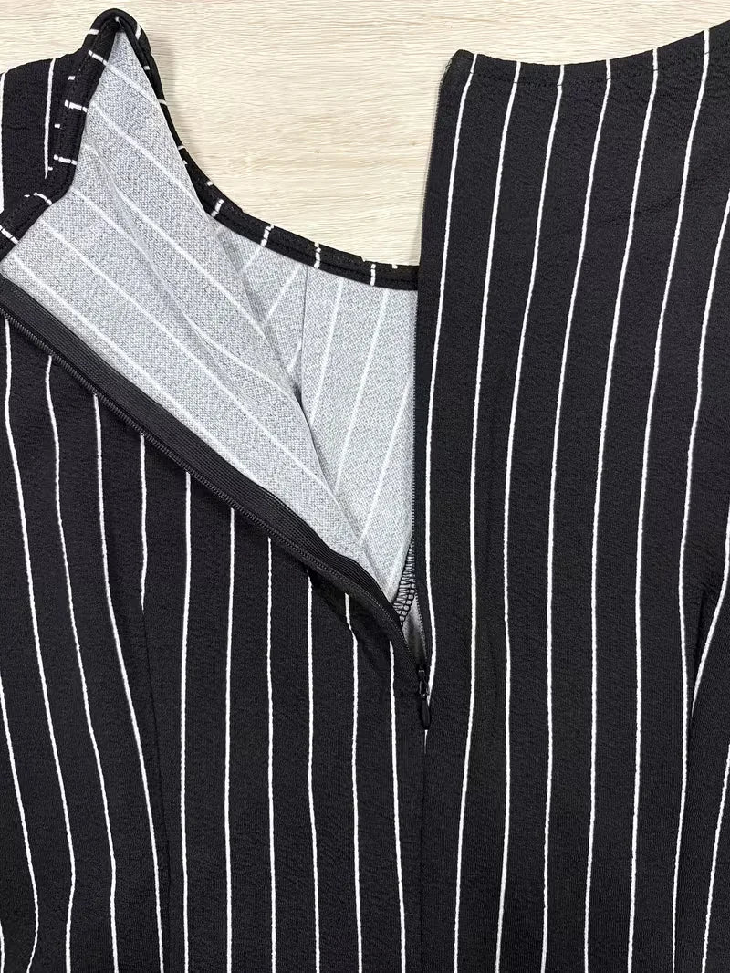 Women's Elegant Black Sleeveless Waist Tie Dress – Business Casual Knee-Length Workwear Dress