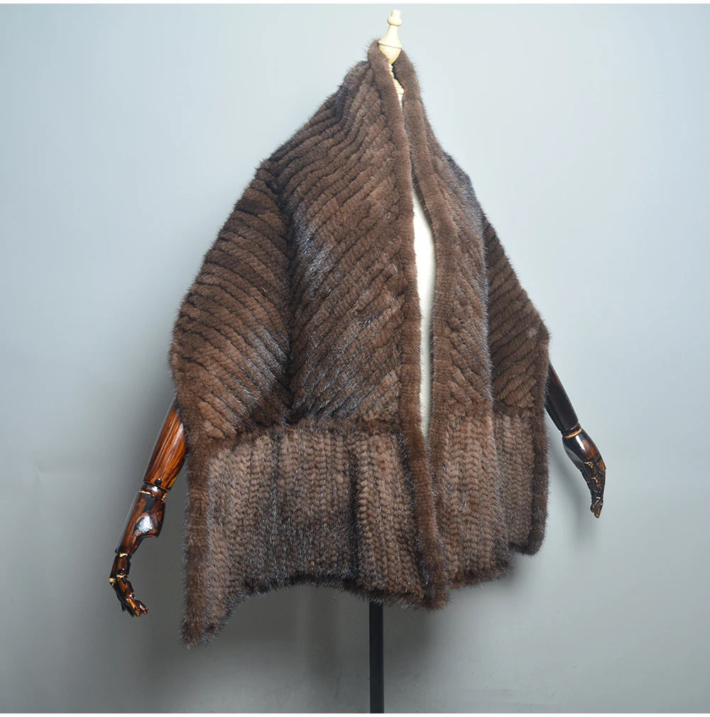 Luxury Real Mink Fur Shawl – 100% Natural Mink Fur Scarf & Poncho for Women