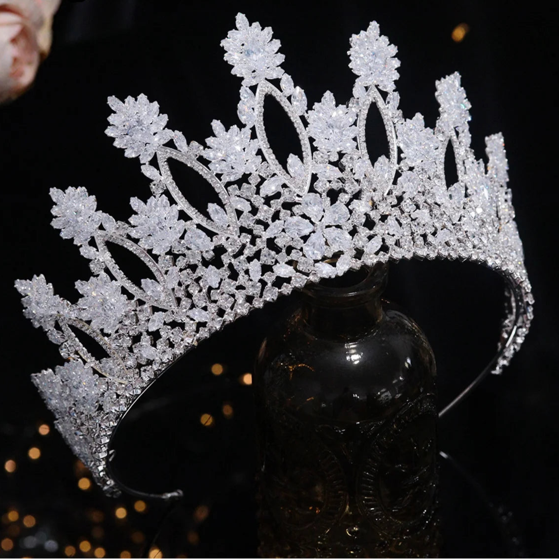 Tall Tiaras Cubic Zirconia Wedding Crowns Bridal Headwear Princess Corona Luxury Pageant Hair Jewelry Women Headpieces Best Gift