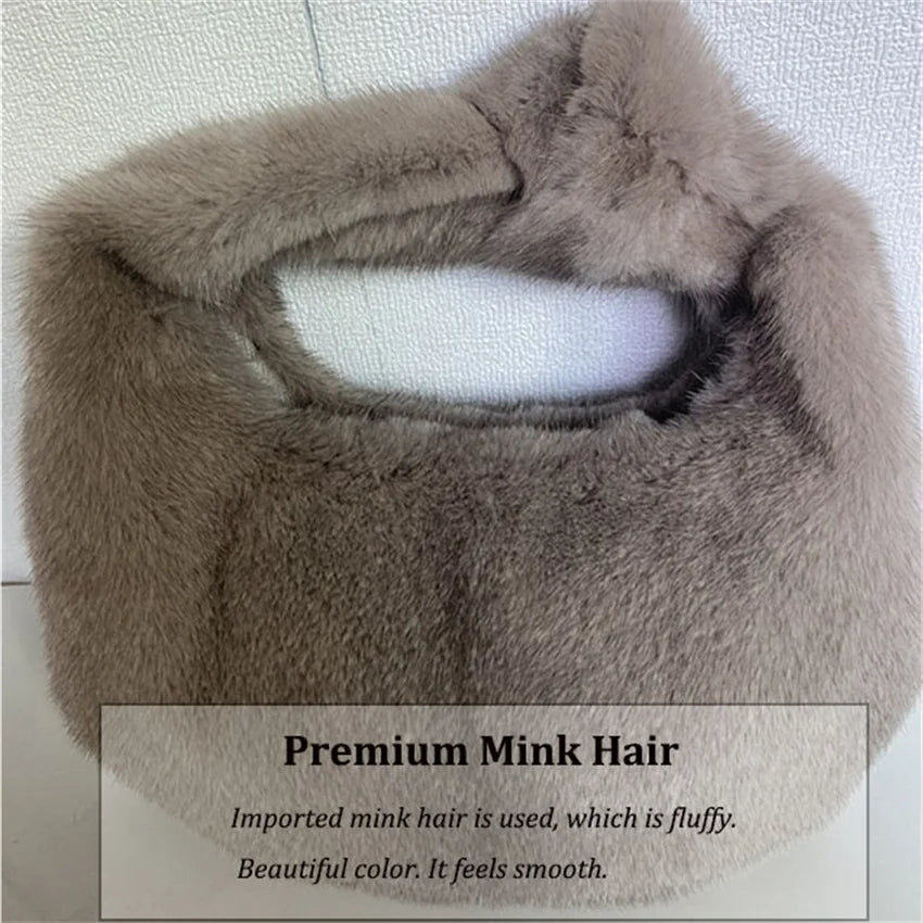 Luxury Real Mink Fur Handbag – Women’s Leather Party & Evening Bag