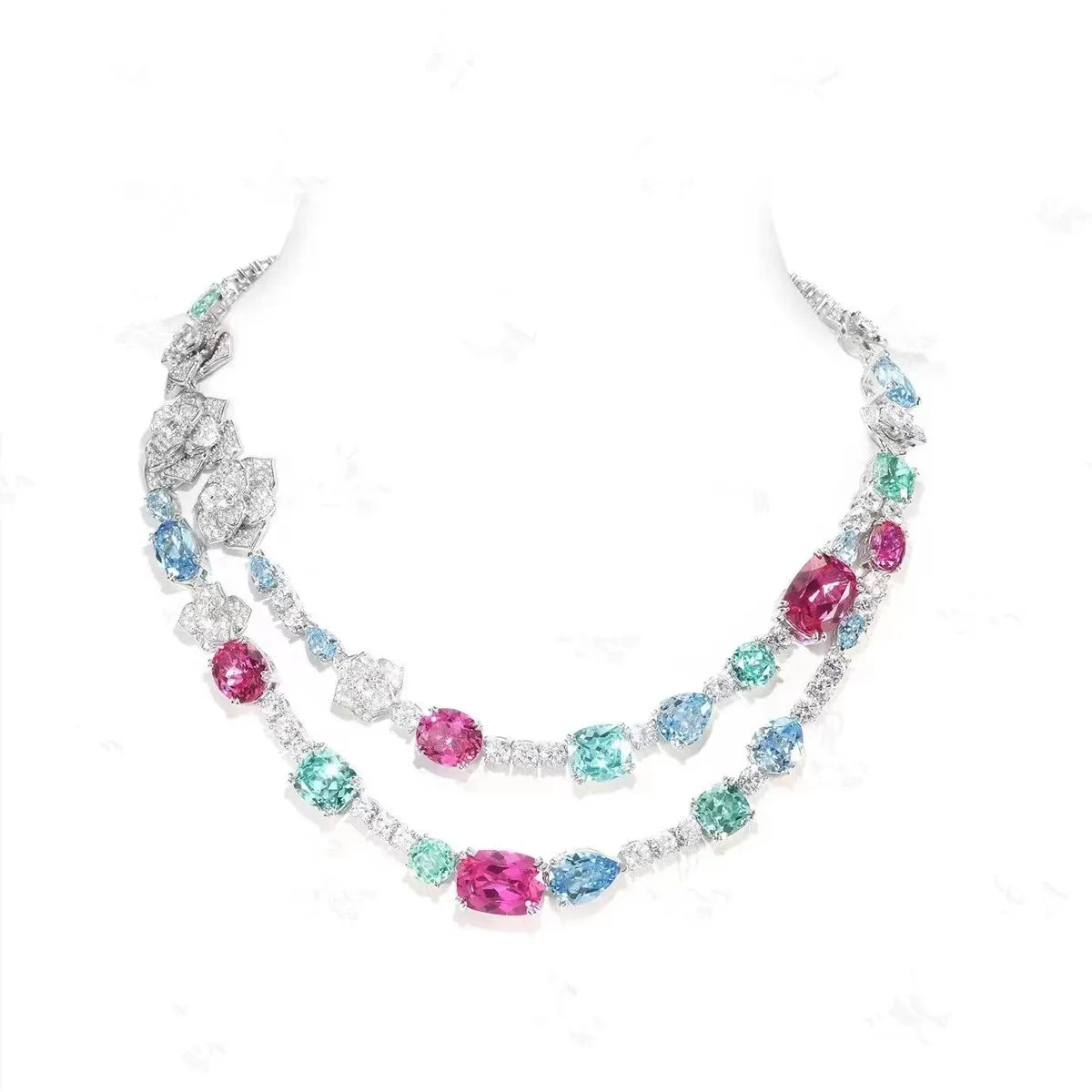Fancy Color Zirconia Necklace – 925 Sterling Silver | Elegant Fine Jewelry for Women Product Description: