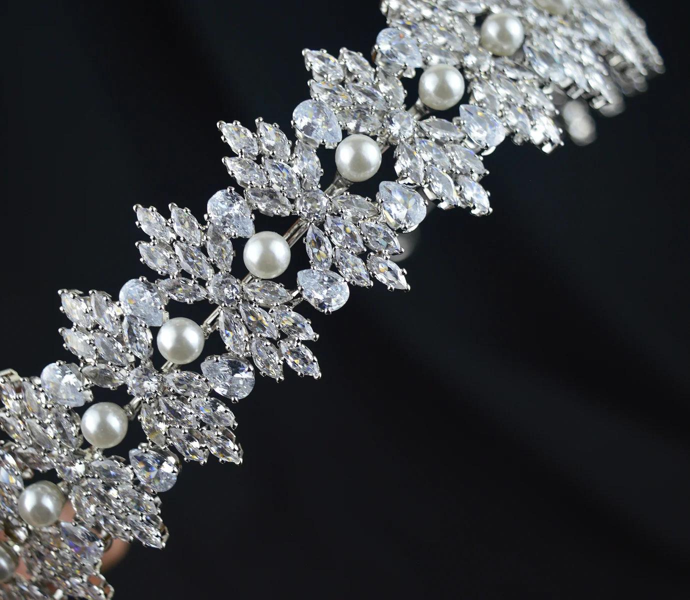 Bridal Headband Wedding Headdress Cubic Zirconia Princess Bride Tiaras Crowns Women Birthday Party Prom Hair Jewelry Hairband