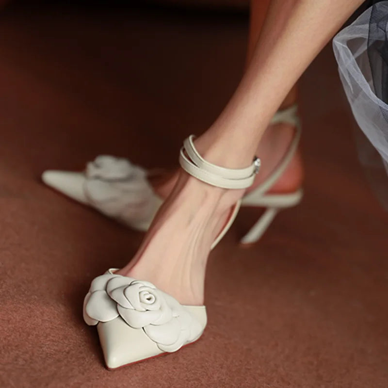 Wedding Party Shoes, Cow Leather, Sexy Heels, Pointed Toe Pumps for Spring & Autumn Daily Wear