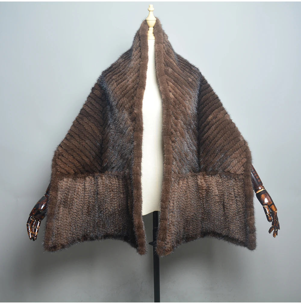 Luxury Real Mink Fur Shawl – 100% Natural Mink Fur Scarf & Poncho for Women