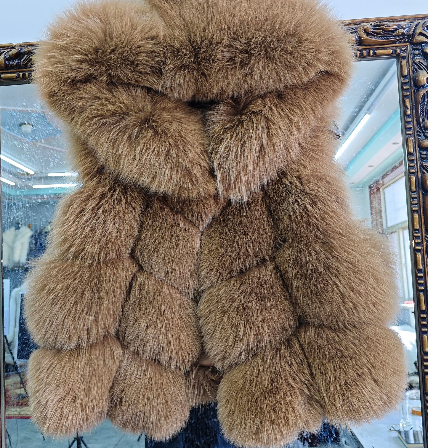 Real Fox Fur Vest Women's Genuine Silver Fox Short Jacket Sleeveless Hooded Fashion Casual Coats