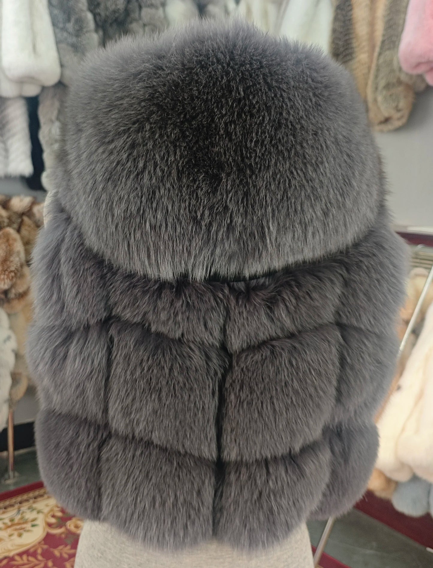 Real Fox Fur Vest Women's Genuine Silver Fox Short Jacket Sleeveless Hooded Fashion Casual Coats