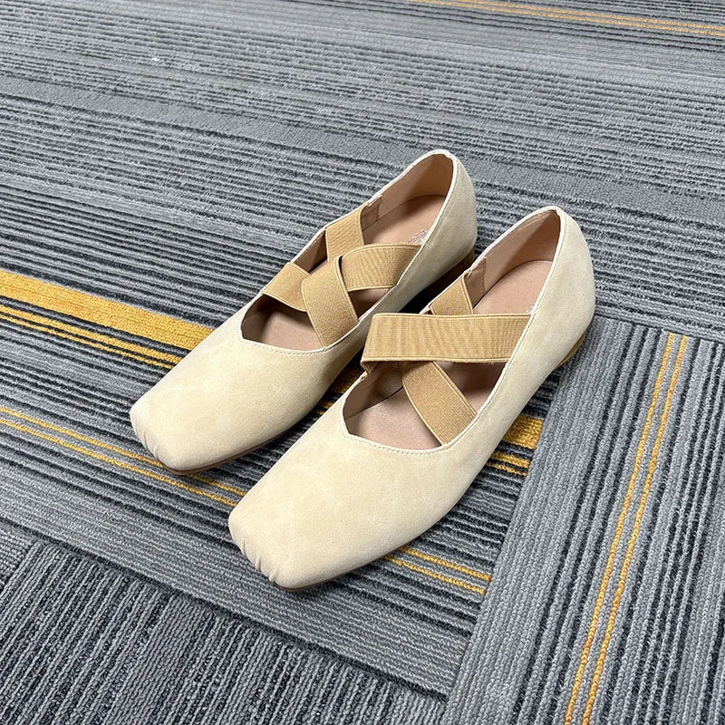 2025 Fashion Elastic Band Footwear Low Heel Ballet Flats Shoes For Women Soft Female Shallow Ladies Heeled Pumps Slip On Shoes