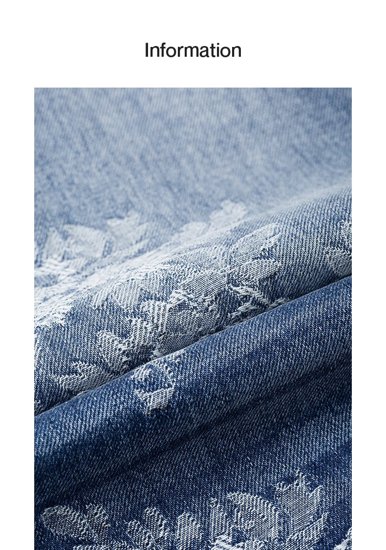 Women’s Cotton Denim Wide-Leg Pants – Autumn Jacquard Straight Jeans | High Street Cowboy Style