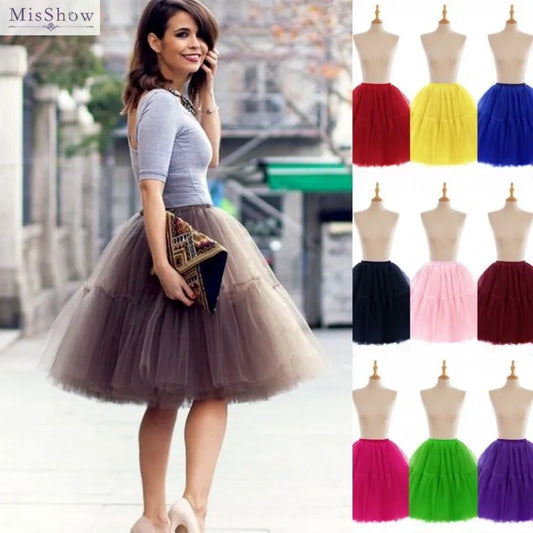 Elegant High Waist Tulle Tutu Skirt – Puffy Mesh Short Pettiskirt for Party, Prom, or Dance - HER SHOP