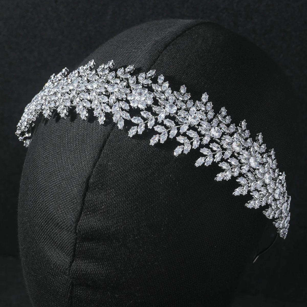 Bridal Headband Wedding Headdress Cubic Zirconia Princess Bride Tiaras Crowns Women Birthday Party Prom Hair Jewelry Hairband