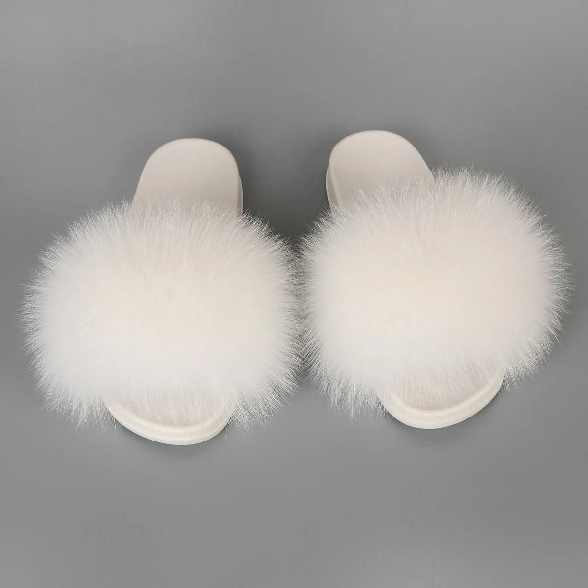 Luxurious Real Fur Slippers – Fluffy House Shoes & Summer Fur Slides for Women, Stylish Flat Furry Sandals Media 1 of 14