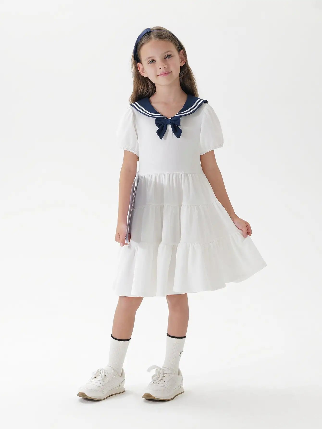 Girls Active Campus Cooling Naval Collar Dresses
