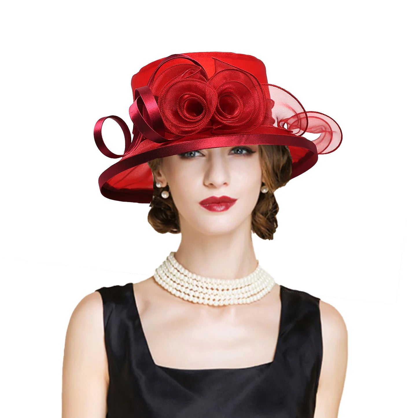 Elegant Flat Top Sun Visor Hats For Women Flower Elegant Wedding Bridal Tea Party Millinery UV Protection Derby Cap Female Hat
