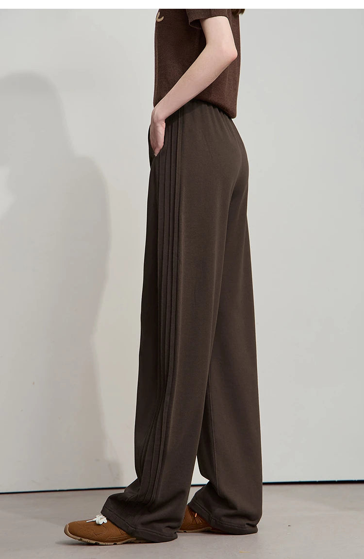 Minimalist Cotton Knit Wide Leg Pants – Loose Casual Trousers for Women
