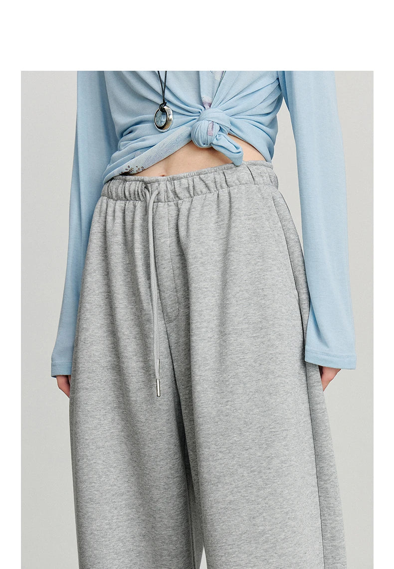 Autumn Elastic Waist Sweatpants – Women’s Wide-Leg Straight Cotton Sports Pants