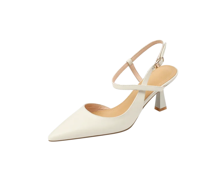 Genuine Leather Shoes for Women – Slingback Elegant High Heels for Party