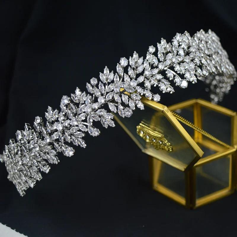 Crystal Bridal Headband Luxury Zirconia CZ Wedding Hair Accessories, Tiaras & Crowns for Prom & Party