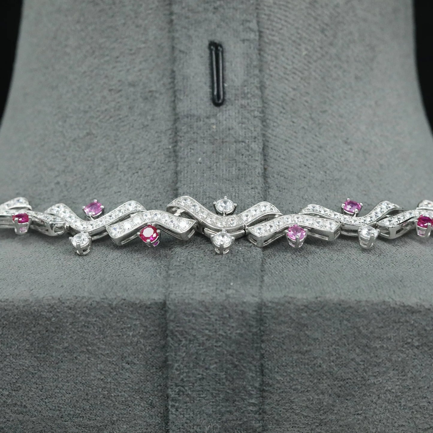 Vintage 100% 925 Sterling Silver Lab Sapphire & Ruby Gemstone Cocktail Necklace – Fine Jewelry Anniversary Gift