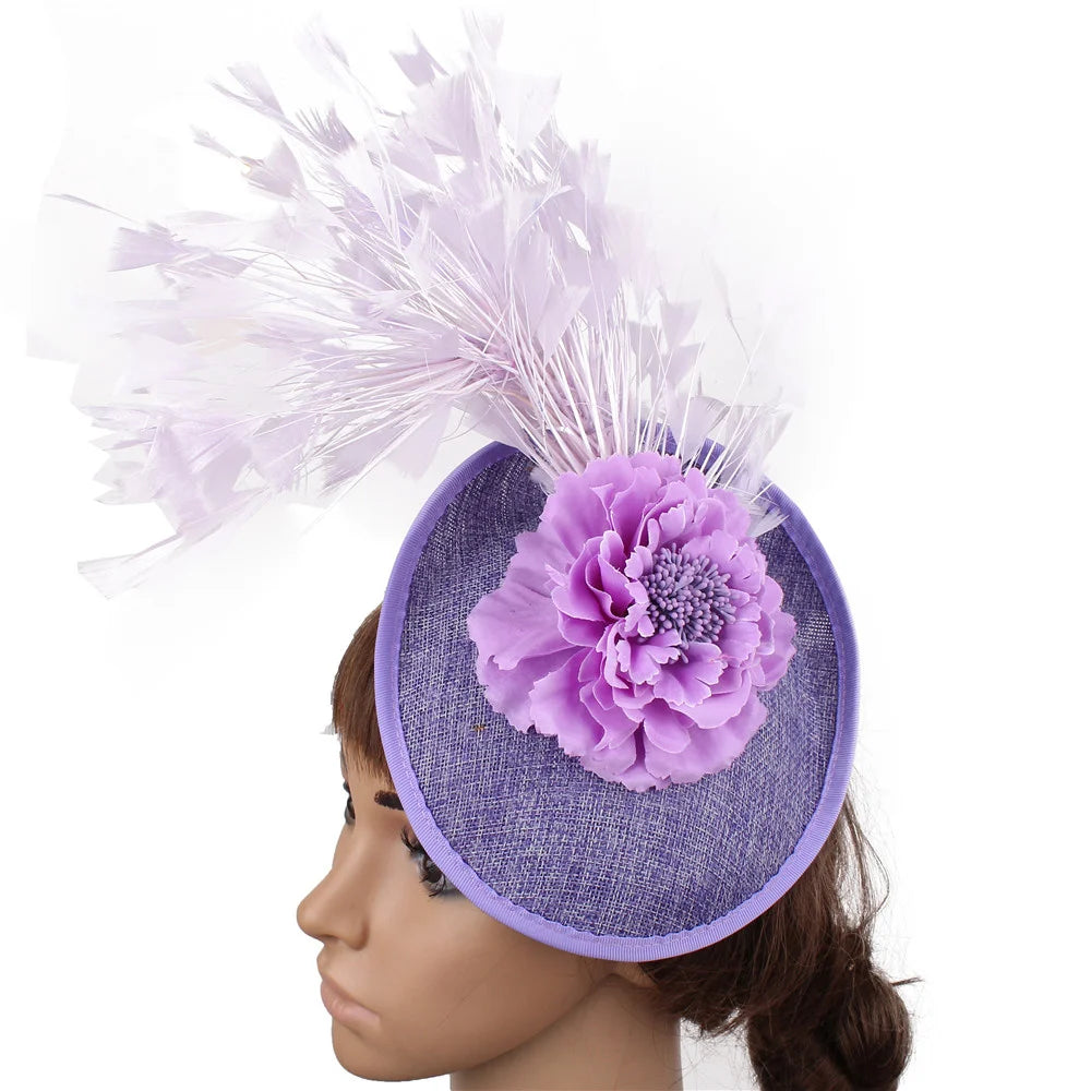 Red Feather Fascinator Chapeau for Women – Elegant Flower Headwear with Clip and Headband for Wedding, Derby & Tea Party