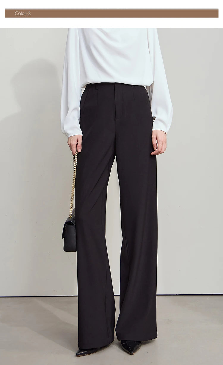 Elegant Minimalist Office Wide Leg Pants – Women’s Luxury Casual Loose Straight Trousers 2025 New Collection