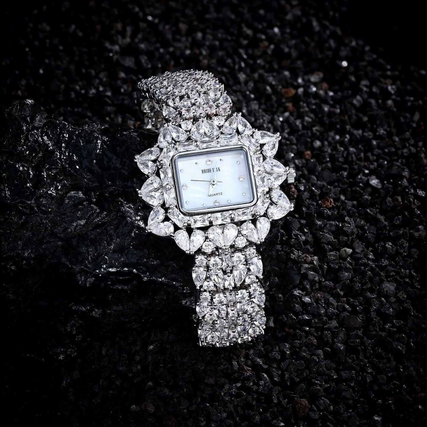 19cm Women's Full Crystal Watch AAA Cubic Zirconia Wedding Party Jewelry | Japan Movement