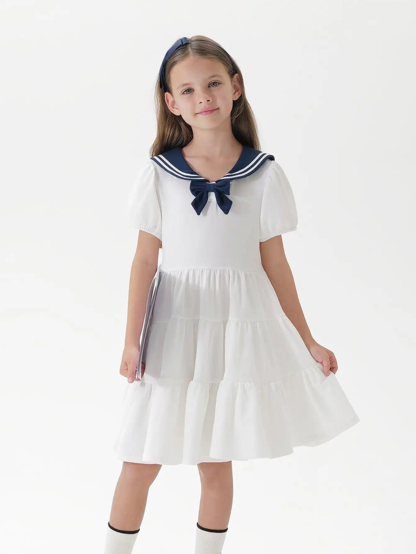 Girls Active Campus Cooling Naval Collar Dresses