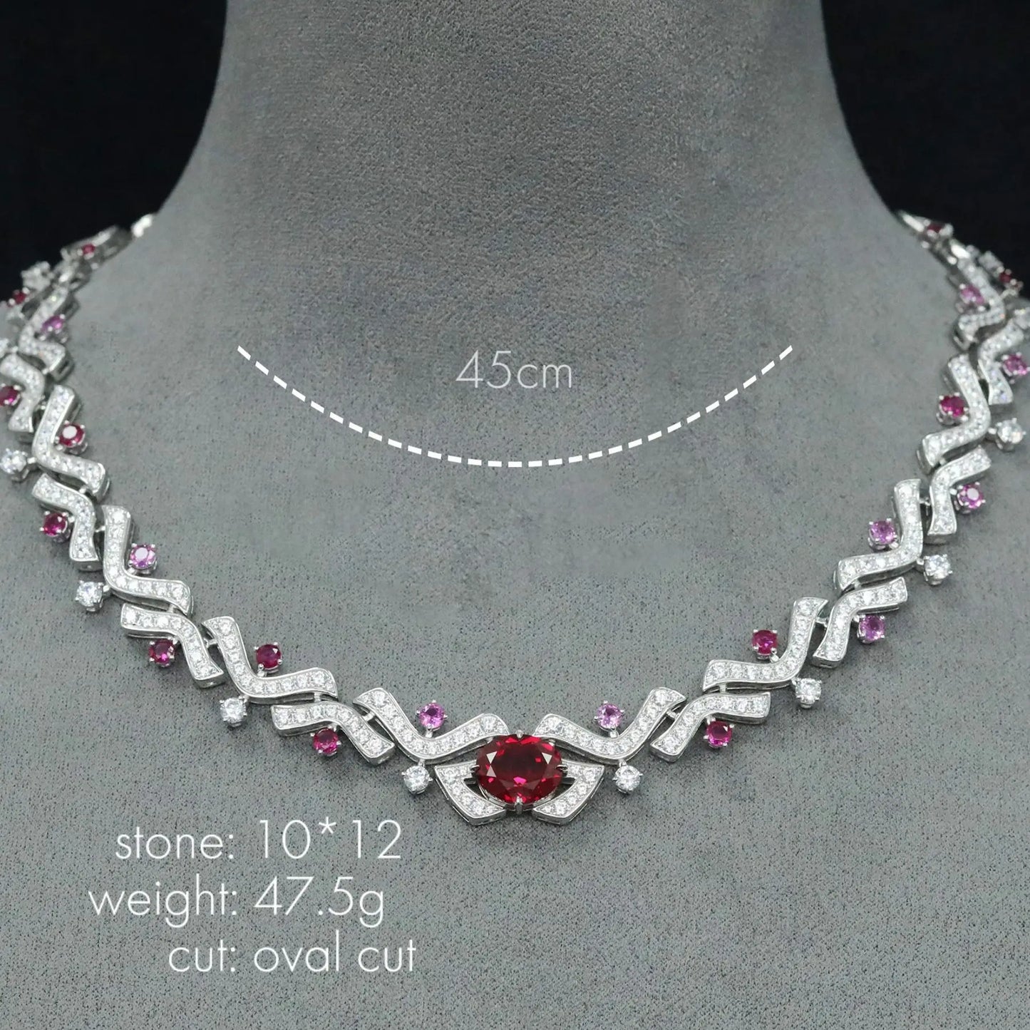 Vintage 100% 925 Sterling Silver Lab Sapphire & Ruby Gemstone Cocktail Necklace – Fine Jewelry Anniversary Gift
