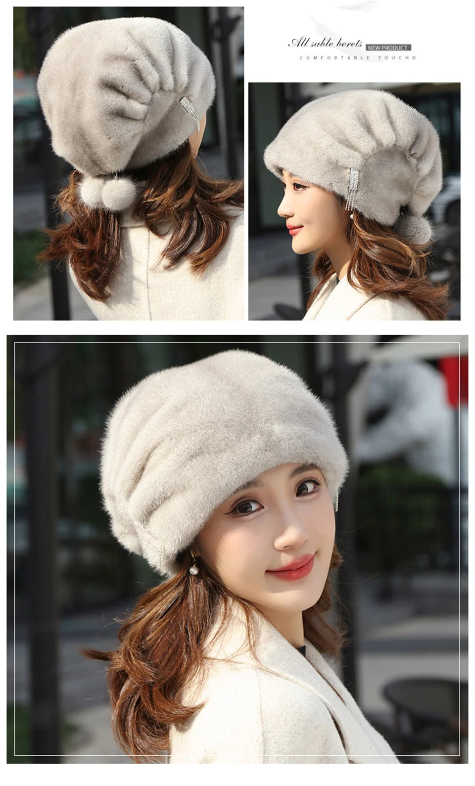 Luxury Women’s Whole Real Mink Fur Hat – Elegant Russian-Style Winter Cap for Cold Weather
