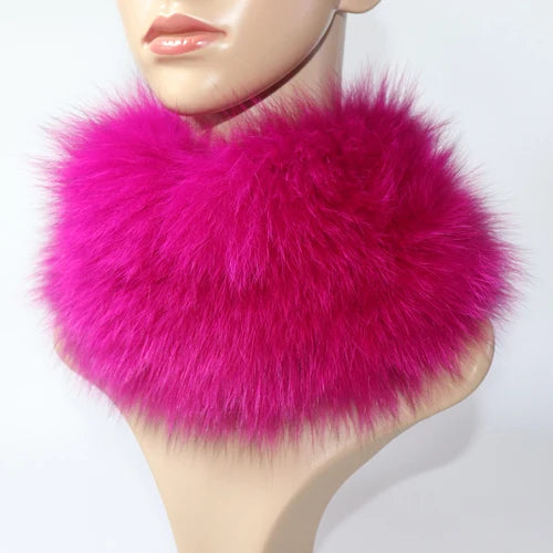 Women's Real Fox Fur Ring Scarf & Headband– Luxury Winter Neck Warmer Muffler, 100% Natural Fur with Good Elastic